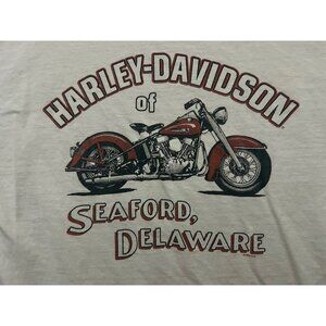 Harley-Davidson H-D White SS T-Shirt Flames & Cycle Seaford Delaware DE 2000